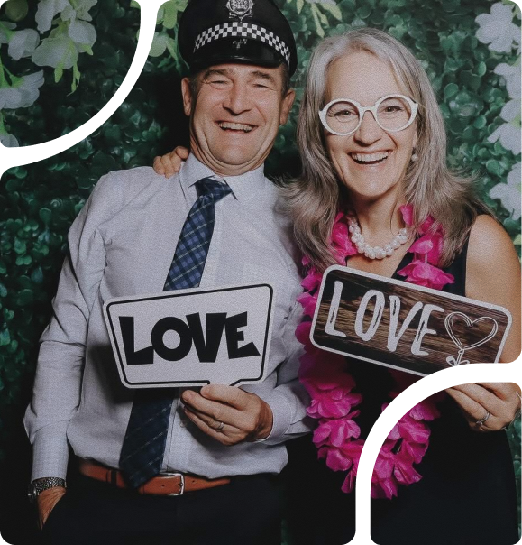 Couple with love signs